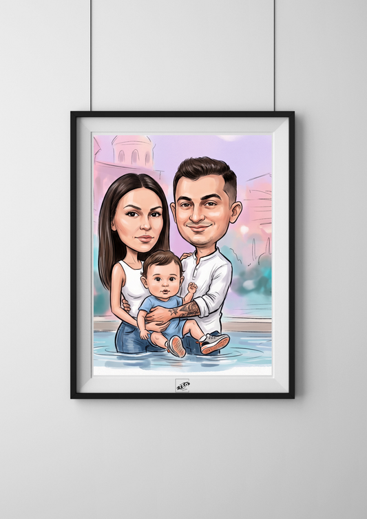 Tablou Caricatură Personalizată (Ramă Cadou inclusă)